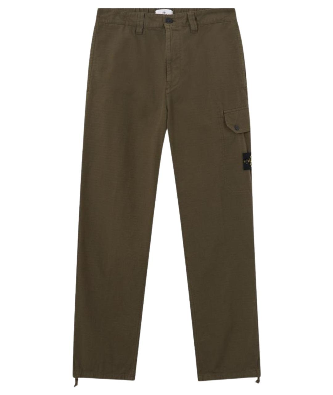 STONE ISLAND Зеленые хлопковые повседневные брюки, фото 1