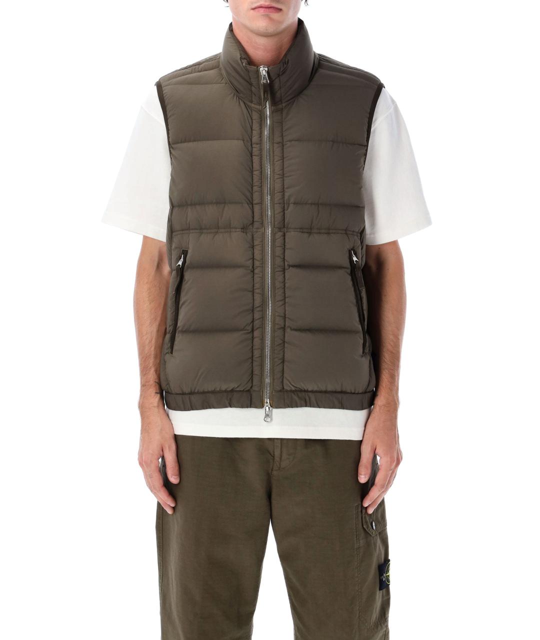 STONE ISLAND Хаки полиамидовый жилет, фото 2