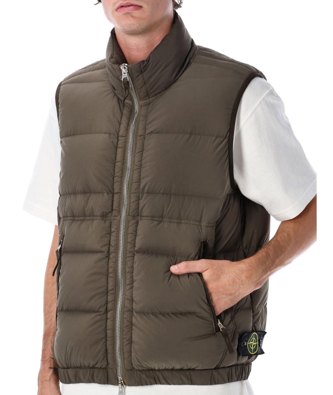 STONE ISLAND Хаки полиамидовый жилет, фото 4