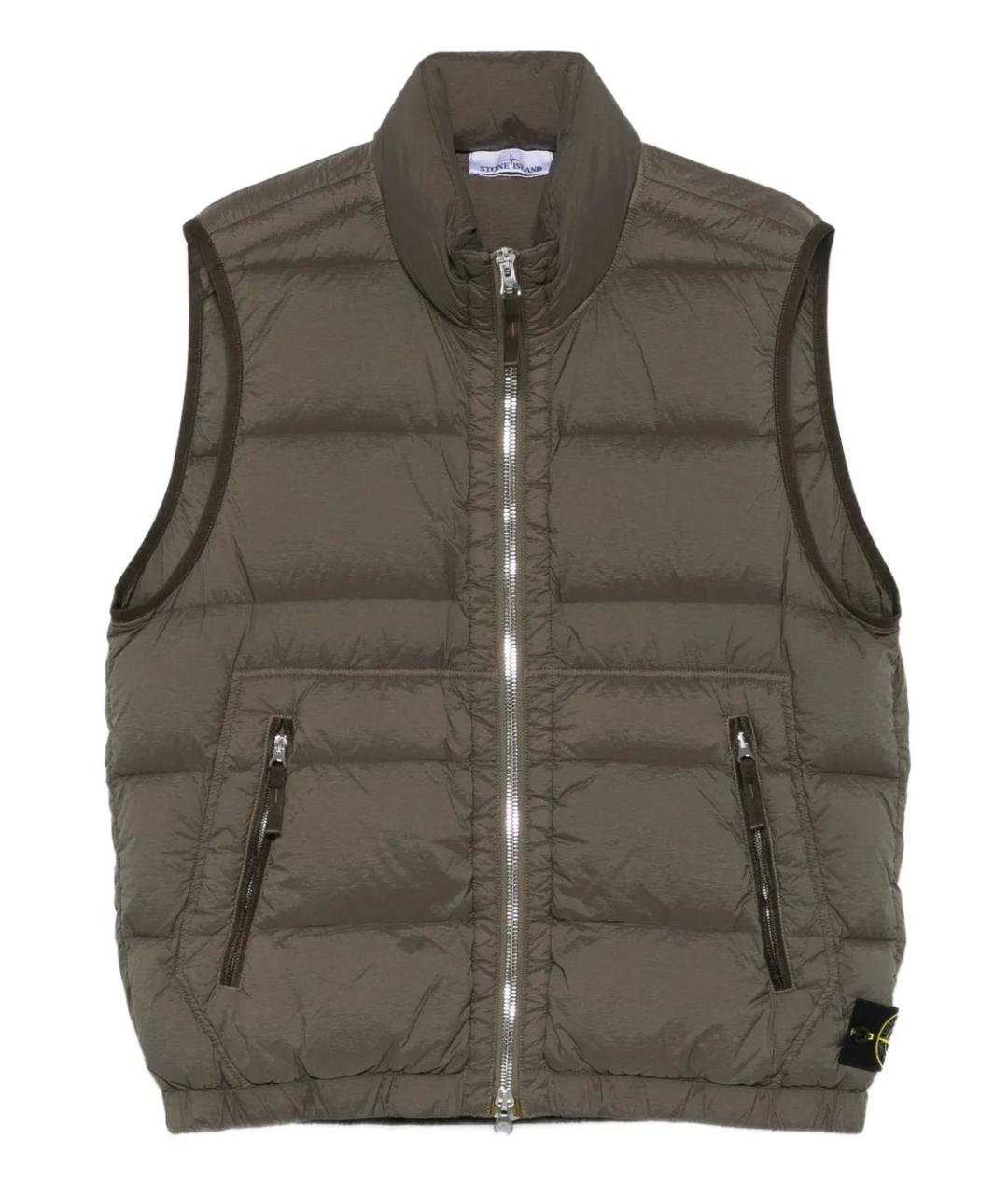 STONE ISLAND Хаки полиамидовый жилет, фото 1