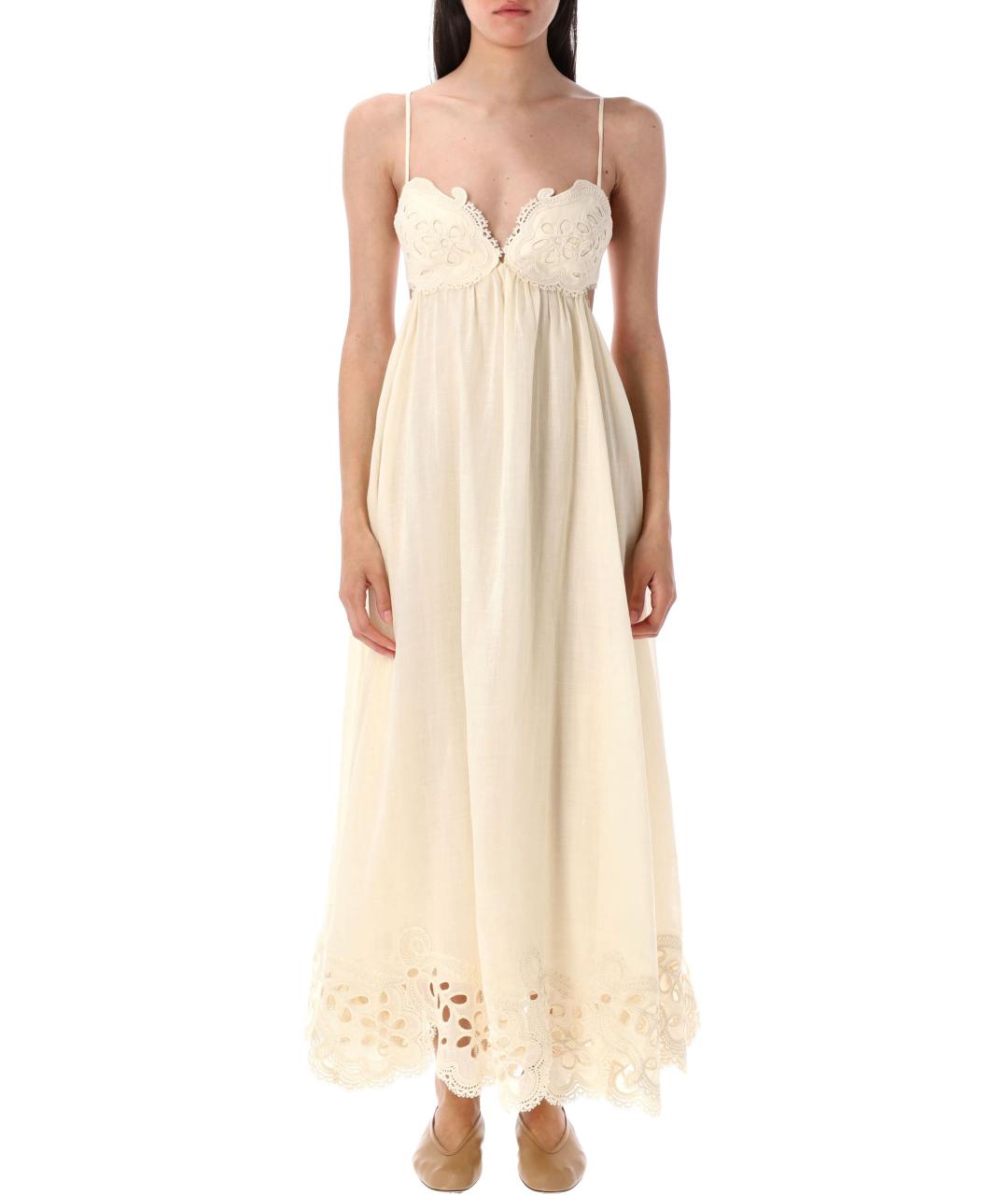 ZIMMERMANN Бежевое льняное платье, фото 2