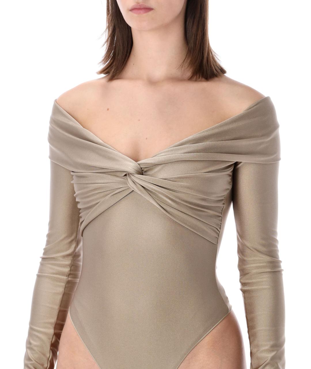 THE ANDAMANE Бежевое полиамидовое боди, фото 3
