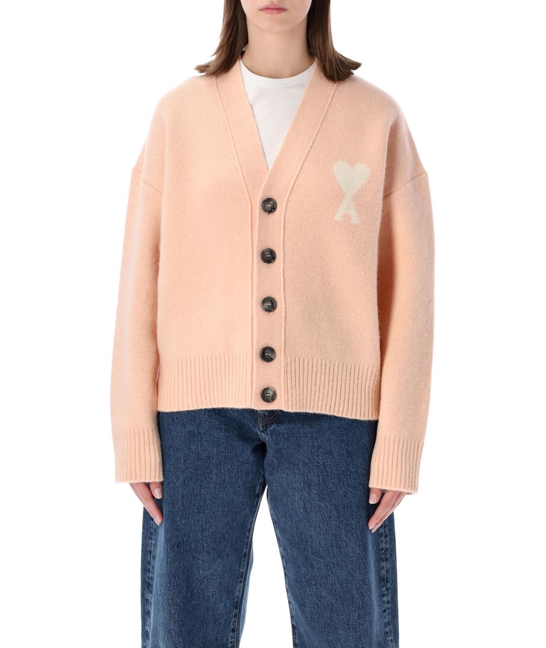 Ami Paris Розовый шерстяной кардиган, фото 2