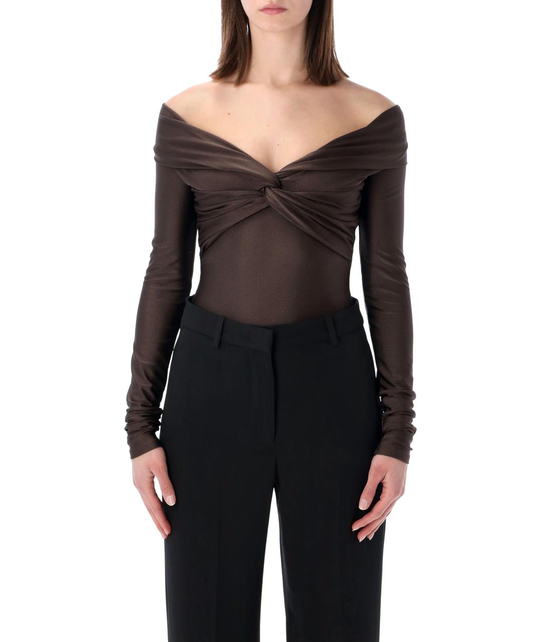 THE ANDAMANE Коричневое полиамидовое боди, фото 4