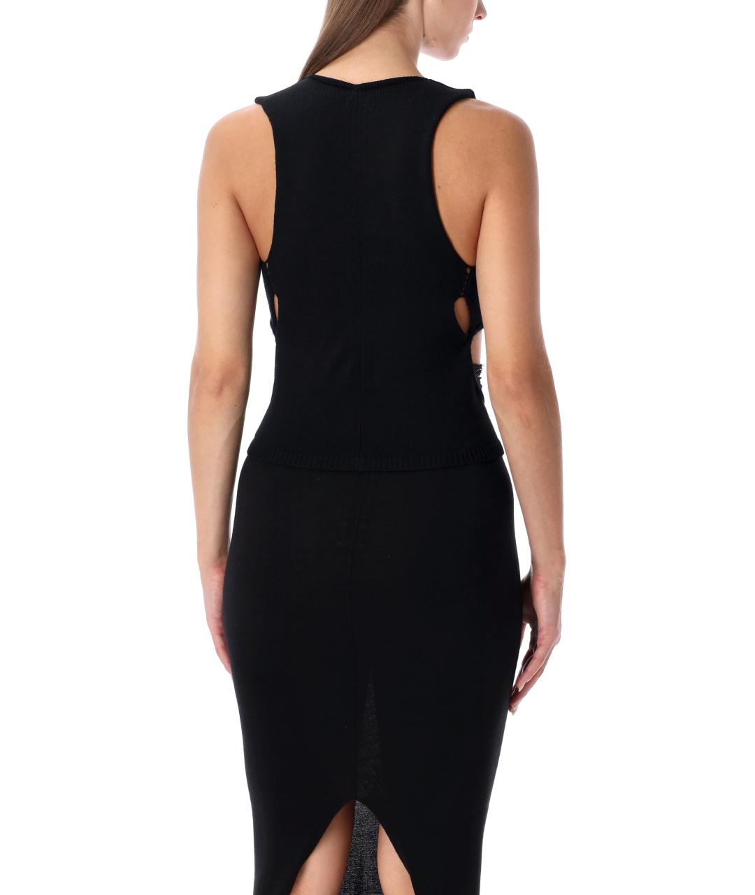 RICK OWENS Черная шерстяная майка, фото 2