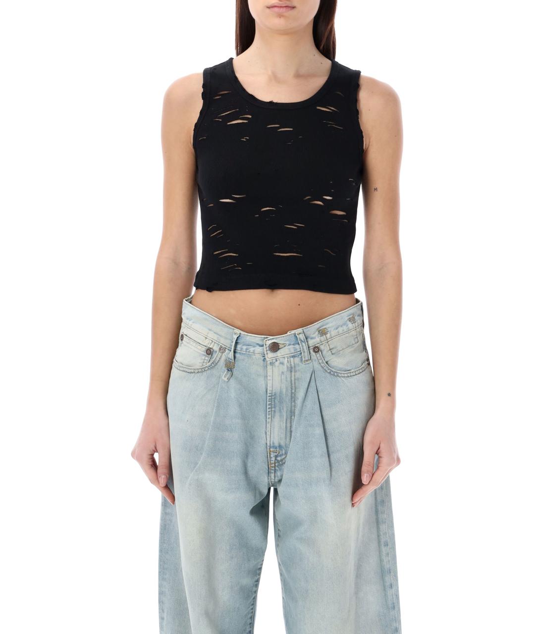 R13 Черная хлопковая майка, фото 4