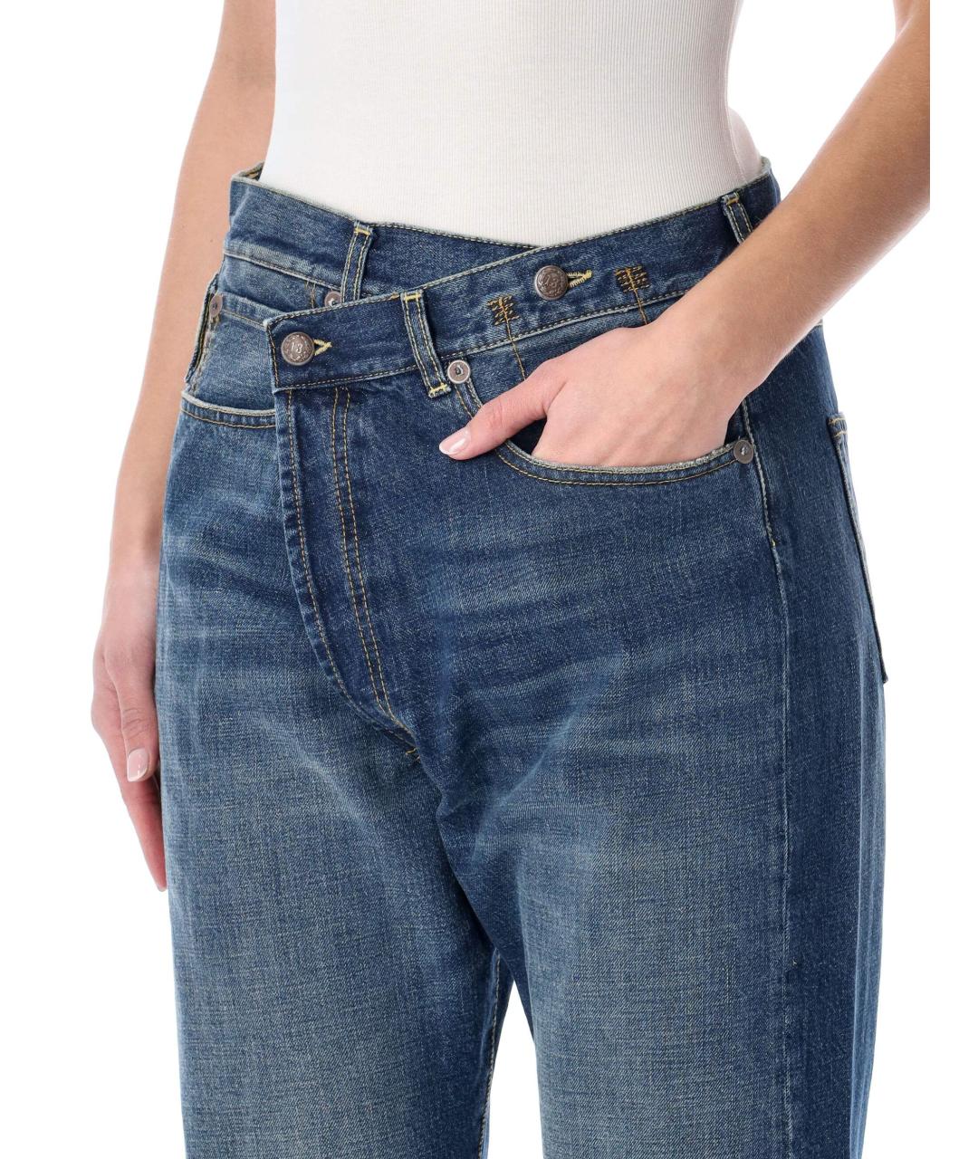 R13 Синие хлопковые прямые джинсы, фото 3