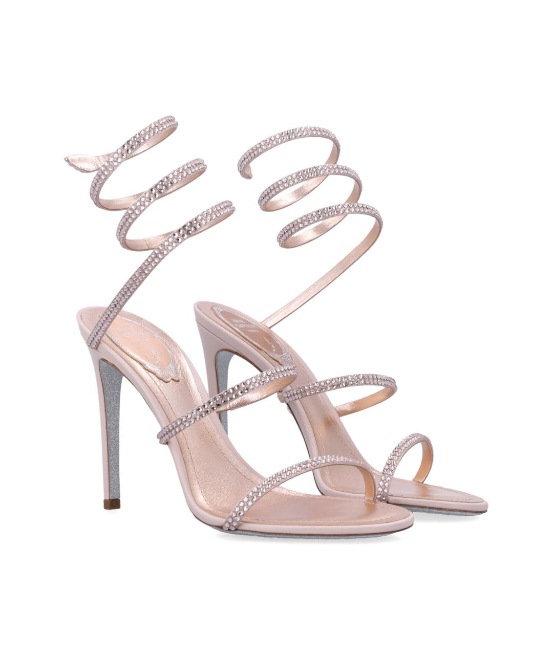 RENE CAOVILLA Розовые текстильные босоножки, фото 2