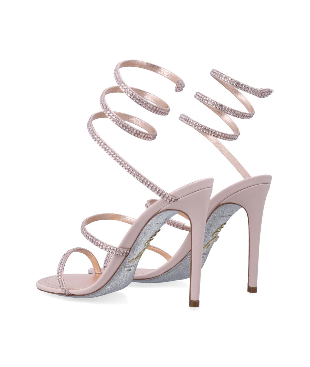 RENE CAOVILLA Розовые текстильные босоножки, фото 3