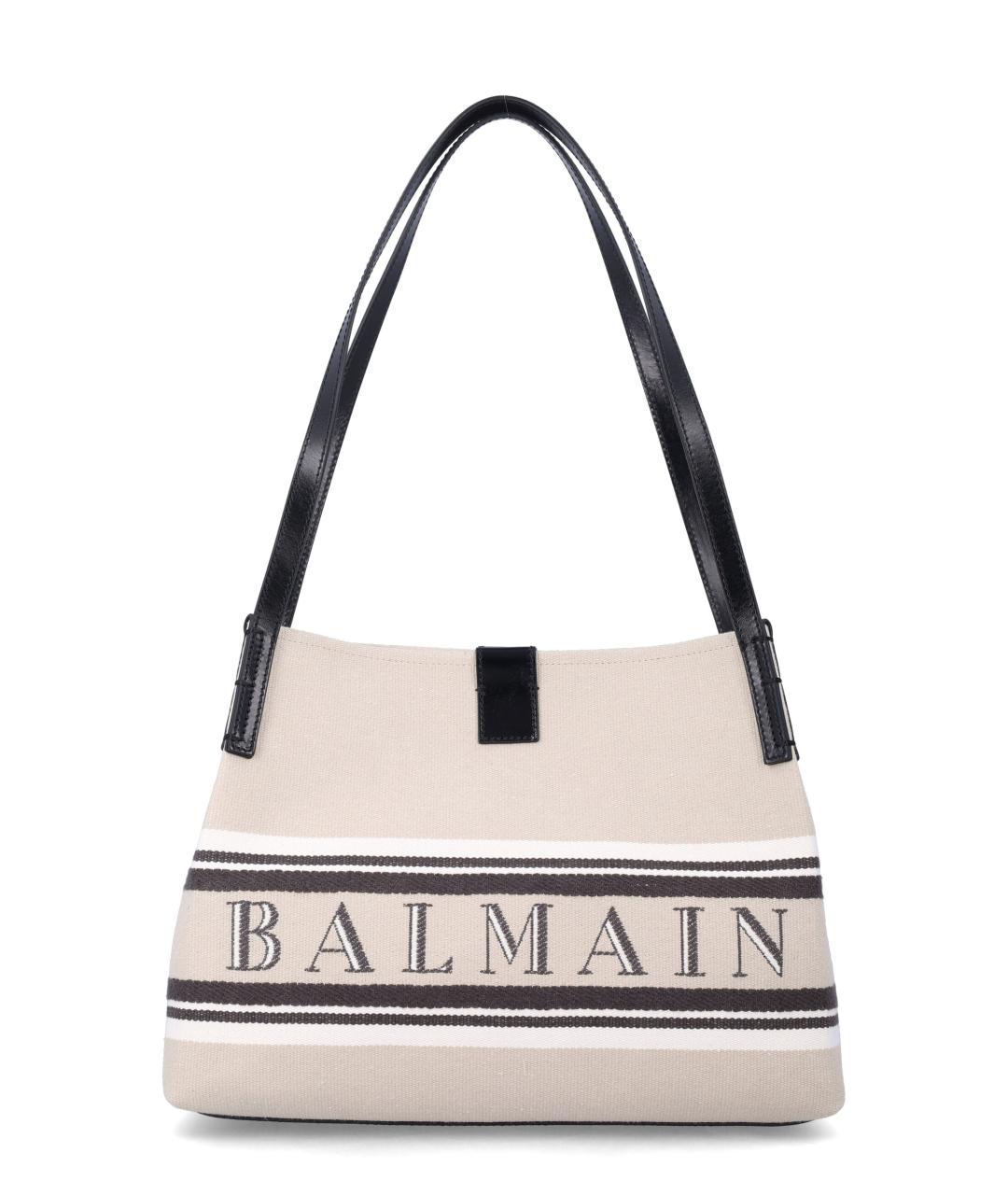 BALMAIN Бежевая хлопковая сумка тоут, фото 1