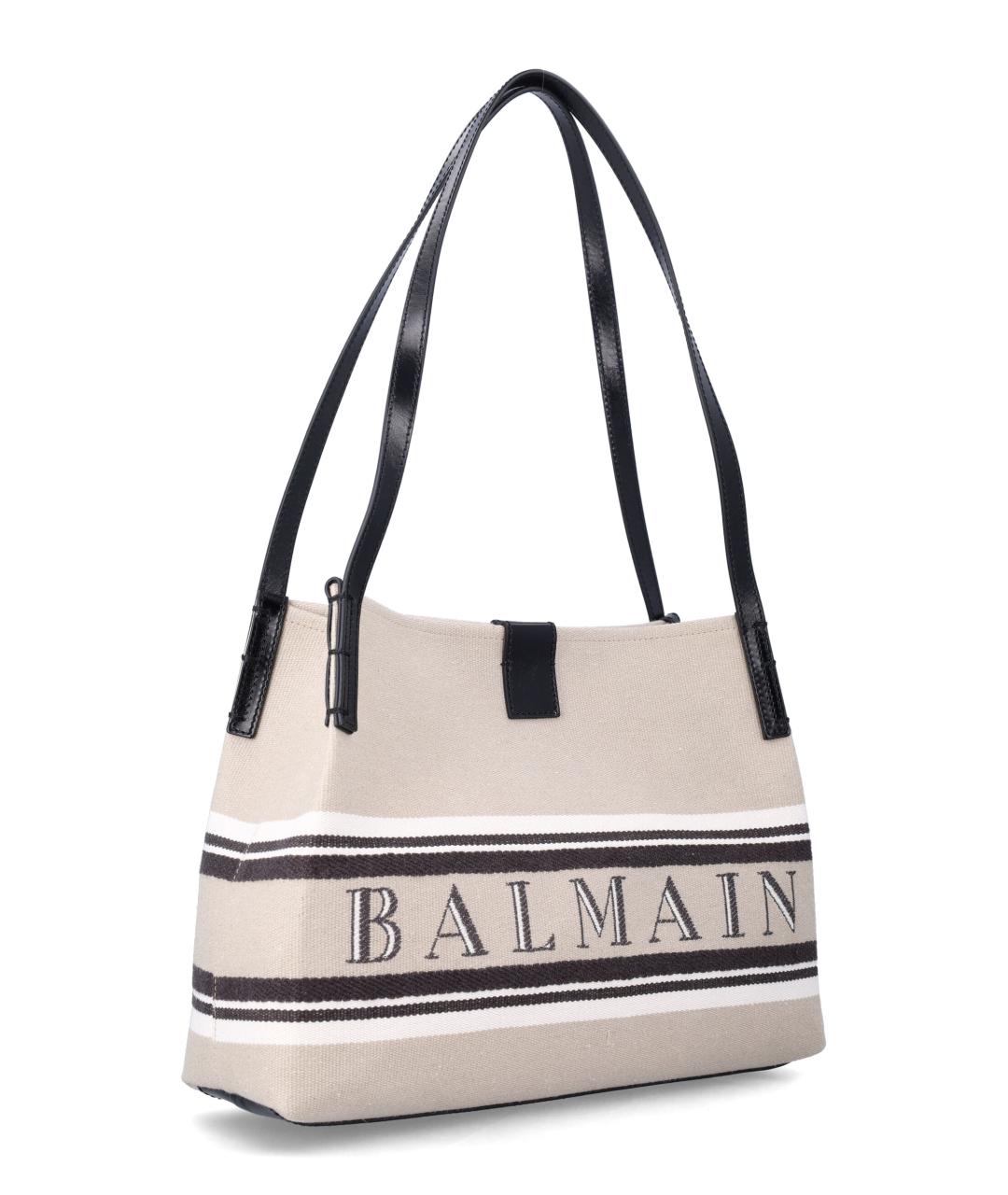 BALMAIN Бежевая хлопковая сумка тоут, фото 2