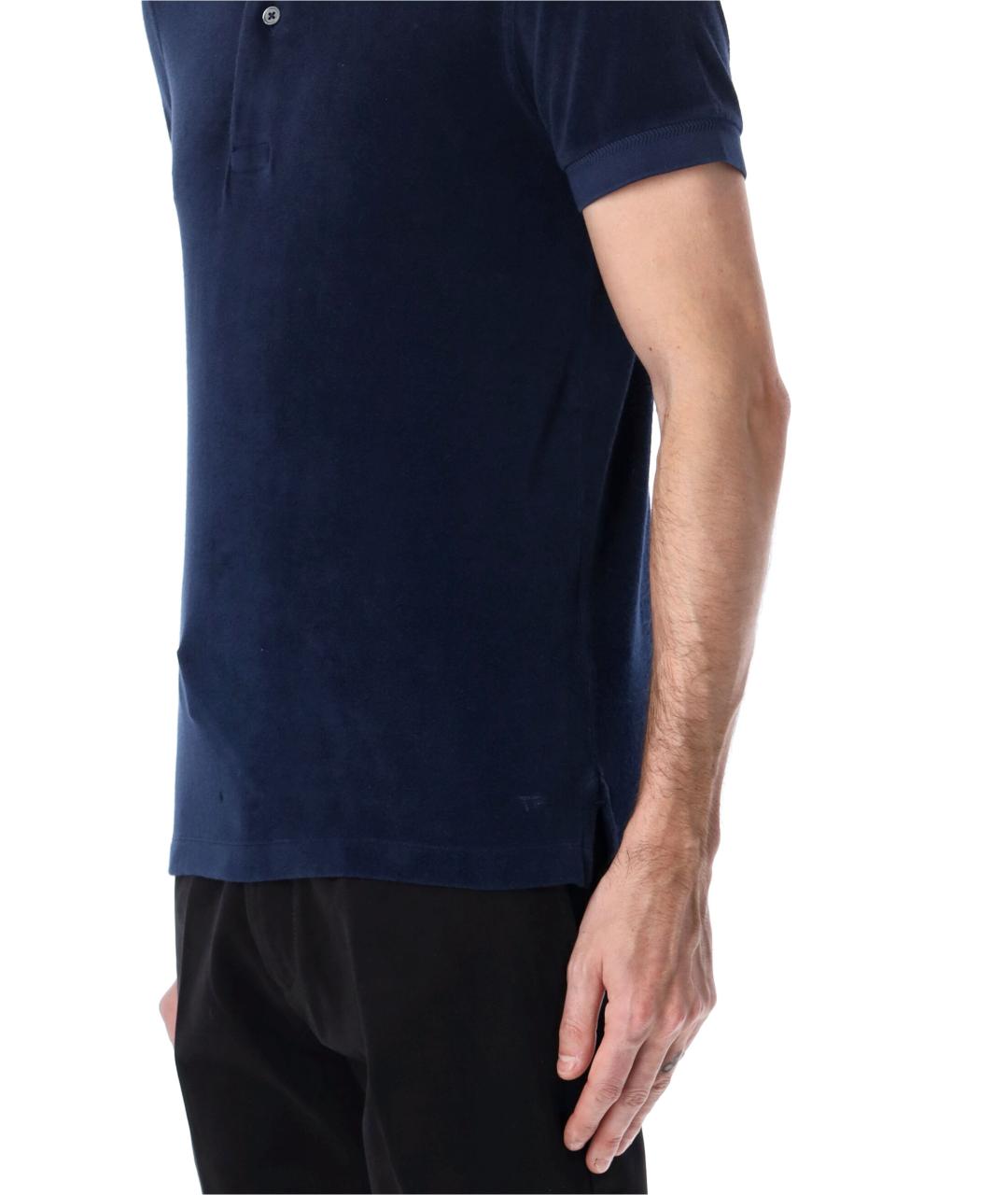 TOM FORD Синее хлопковое поло с коротким рукавом, фото 3