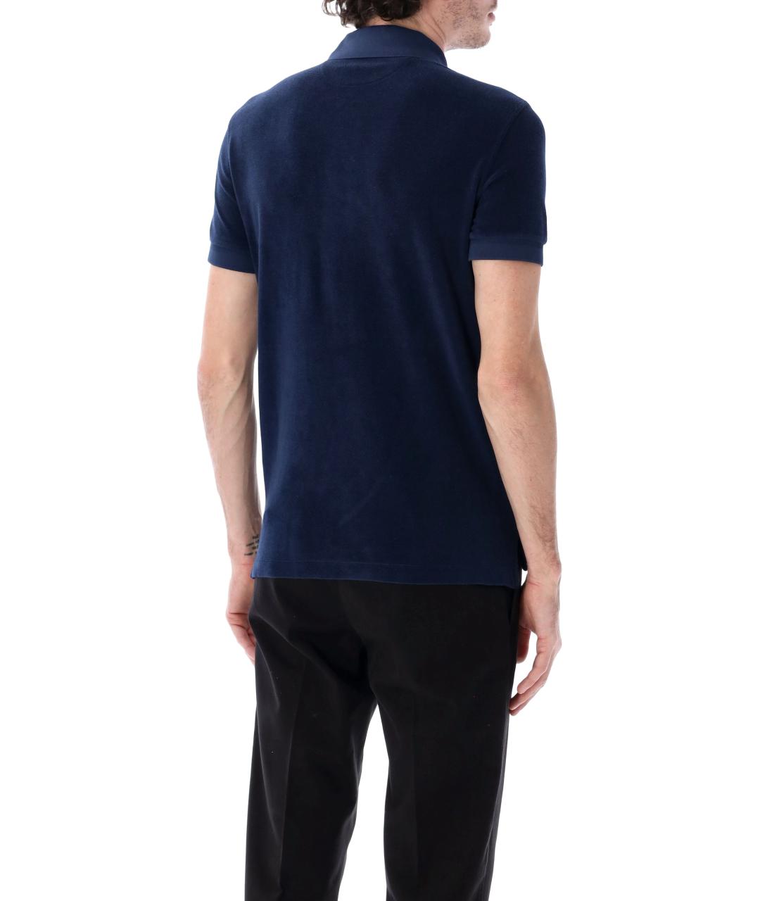 TOM FORD Синее хлопковое поло с коротким рукавом, фото 2