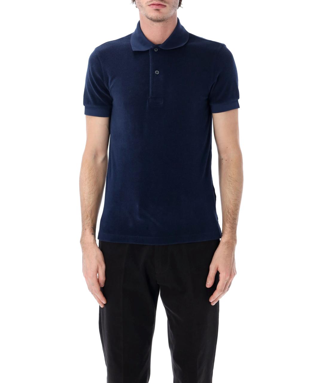 TOM FORD Синее хлопковое поло с коротким рукавом, фото 4