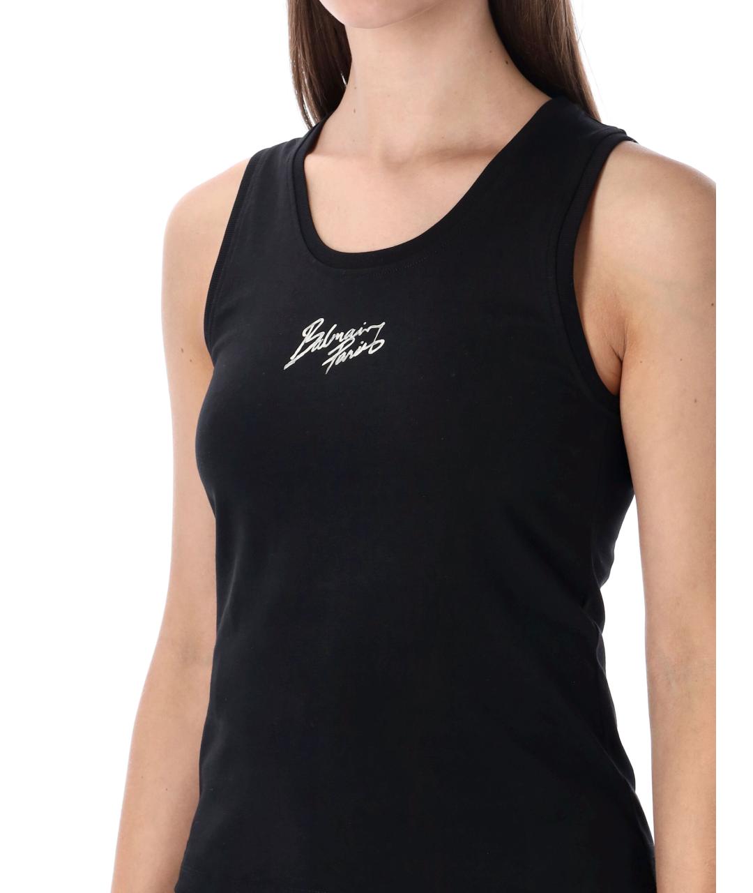 BALMAIN Черная хлопковая майка, фото 3