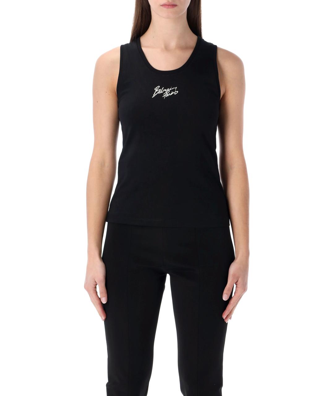 BALMAIN Черная хлопковая майка, фото 4
