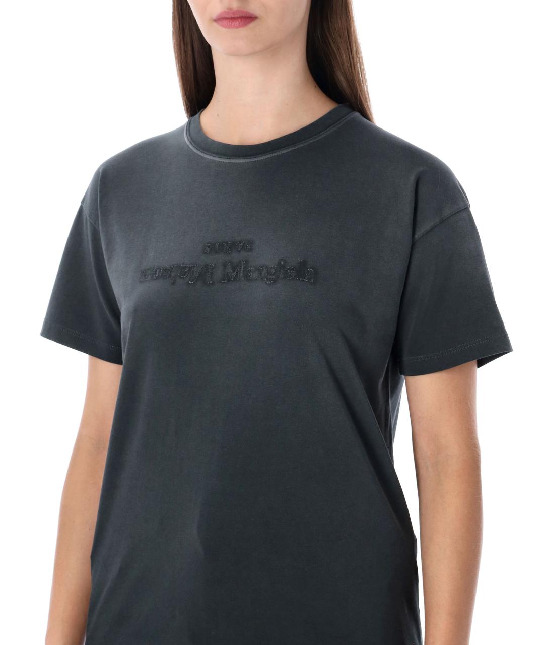 MAISON MARGIELA Антрацитовая хлопковая футболка, фото 3