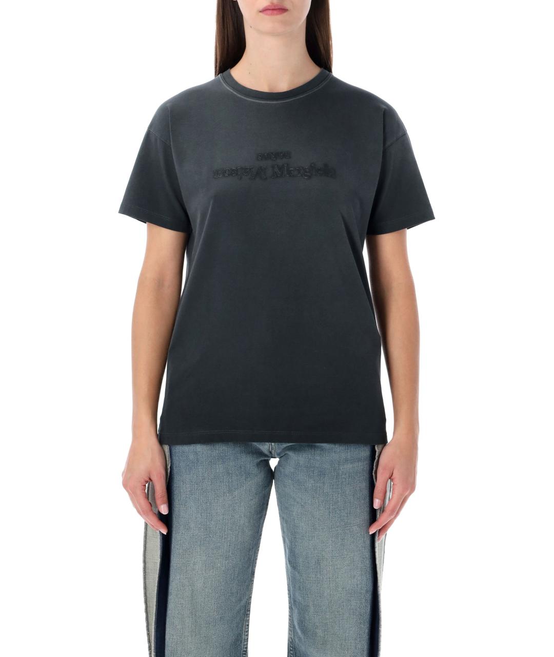 MAISON MARGIELA Антрацитовая хлопковая футболка, фото 4