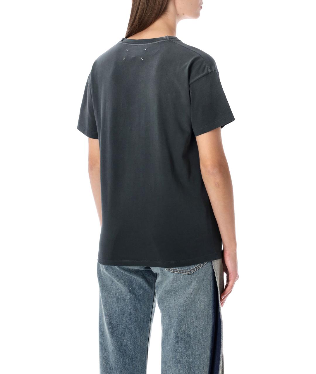 MAISON MARGIELA Антрацитовая хлопковая футболка, фото 2