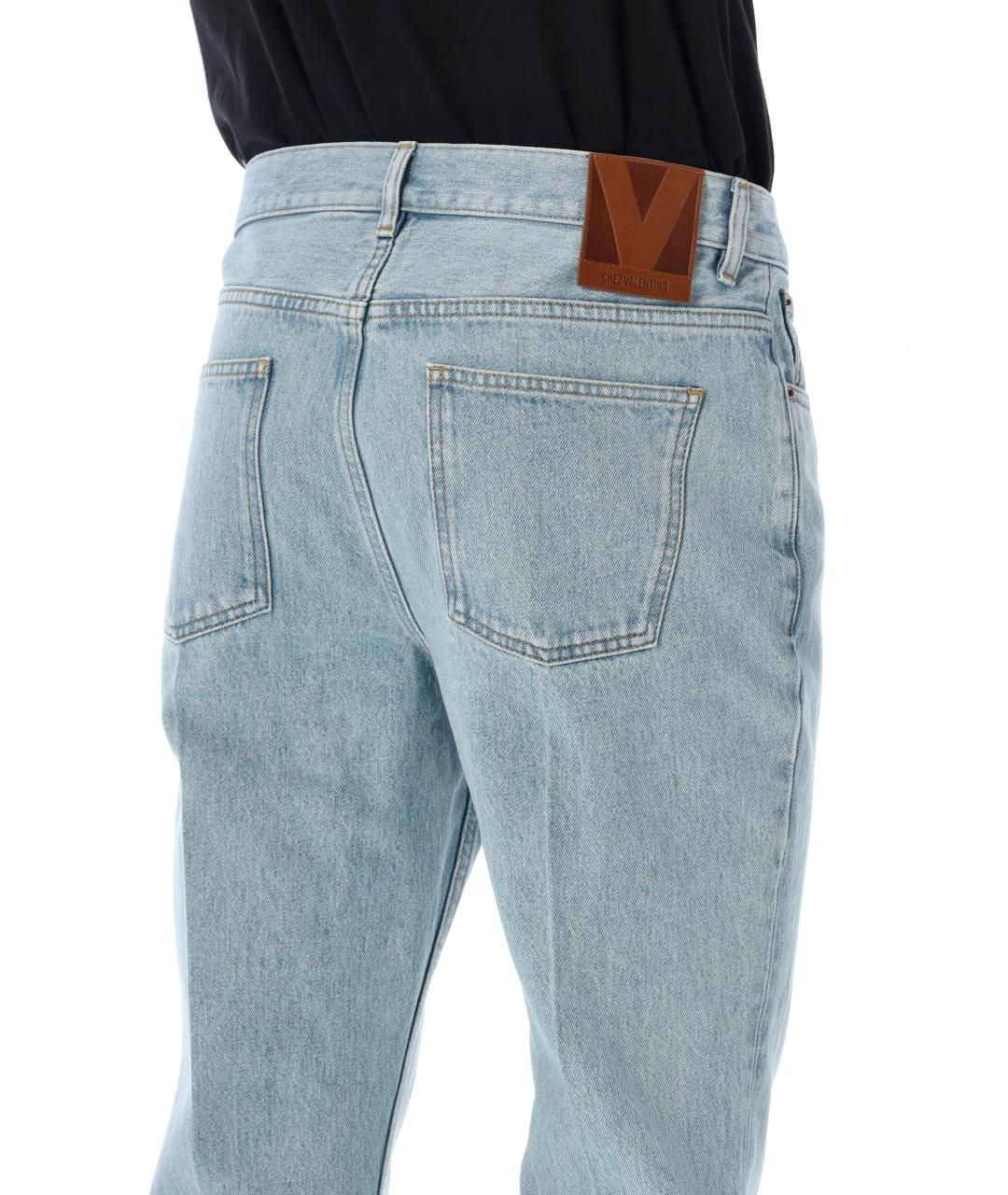 VALENTINO Голубые хлопковые прямые джинсы, фото 4