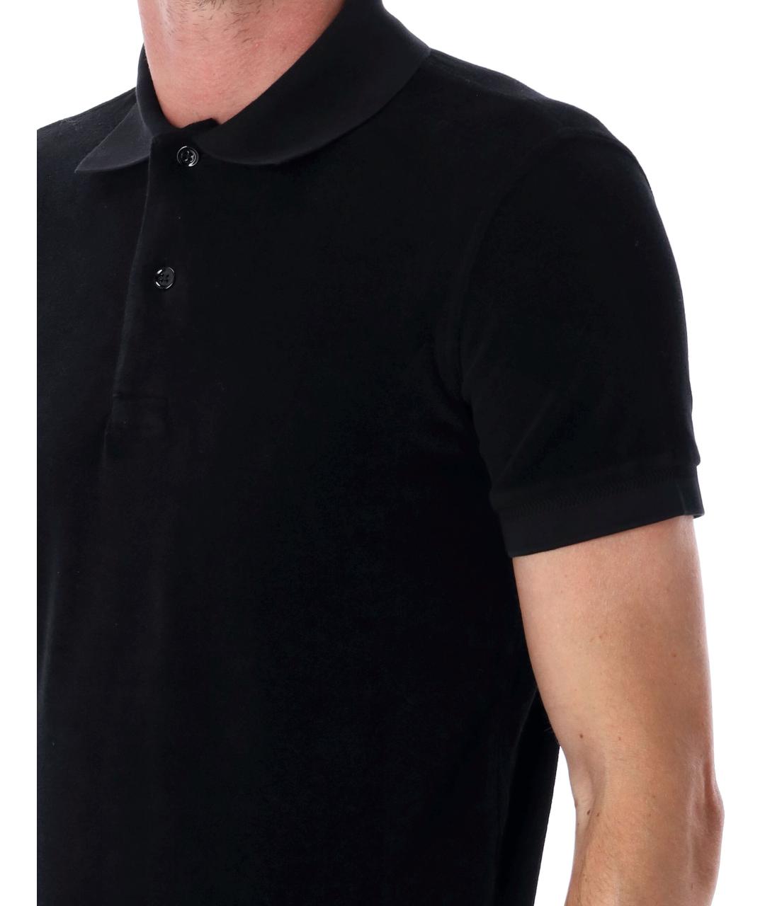 TOM FORD Черное хлопковое поло с коротким рукавом, фото 3