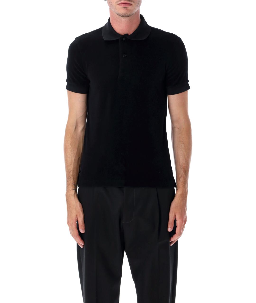 TOM FORD Черное хлопковое поло с коротким рукавом, фото 4