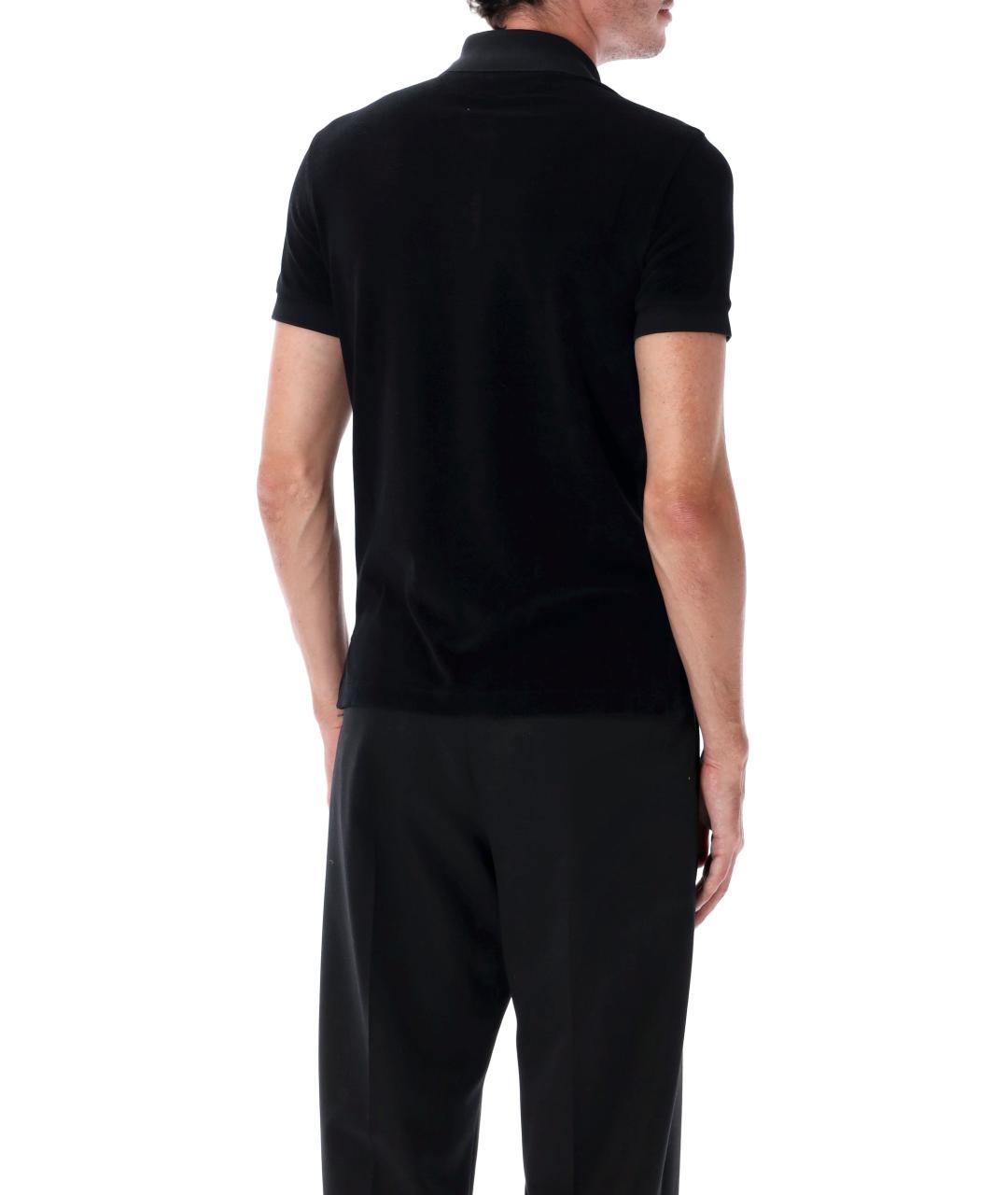 TOM FORD Черное хлопковое поло с коротким рукавом, фото 2