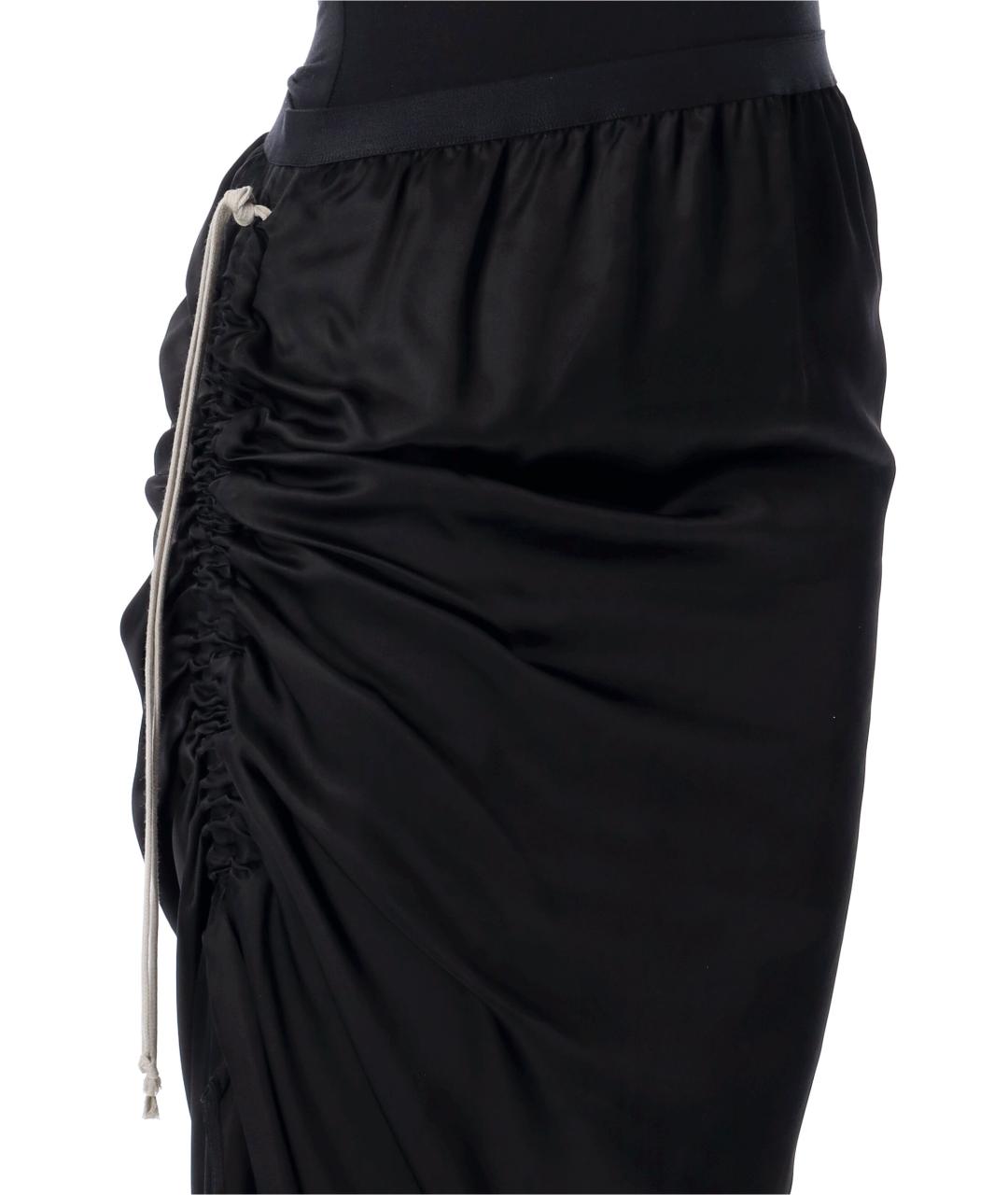 RICK OWENS Черная вискозная юбка макси, фото 3