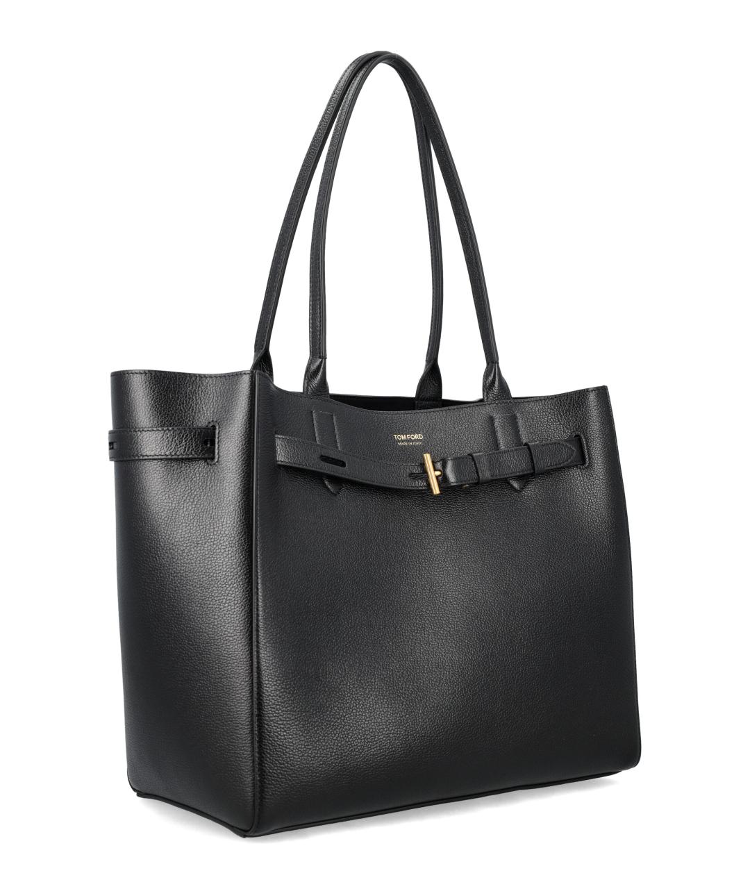TOM FORD Черная кожаная сумка тоут, фото 2