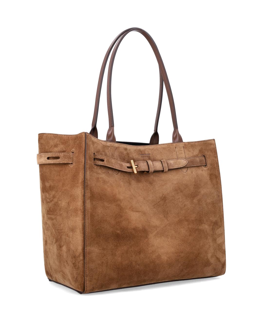 TOM FORD Коричневая замшевая сумка тоут, фото 2