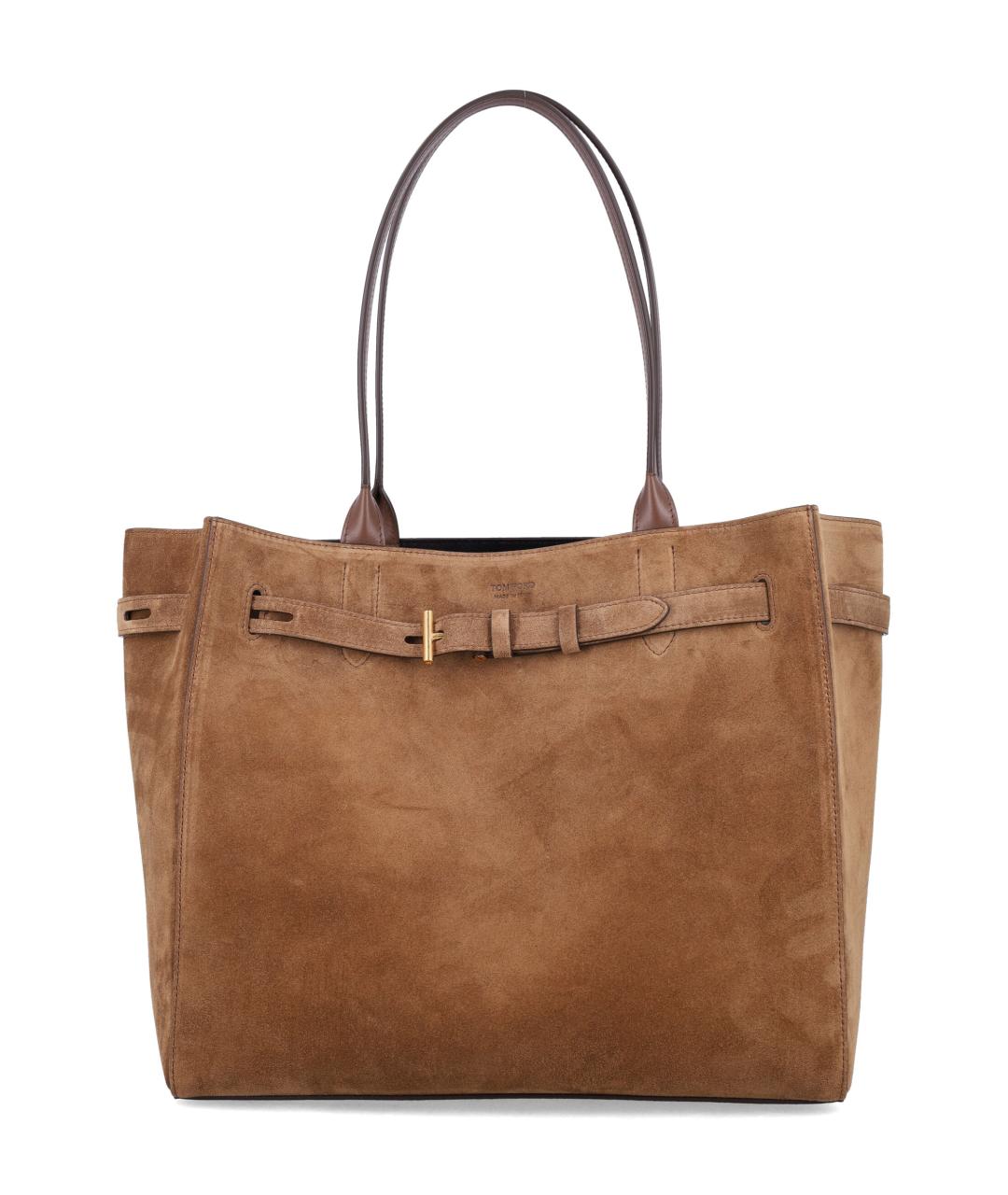 TOM FORD Коричневая замшевая сумка тоут, фото 1