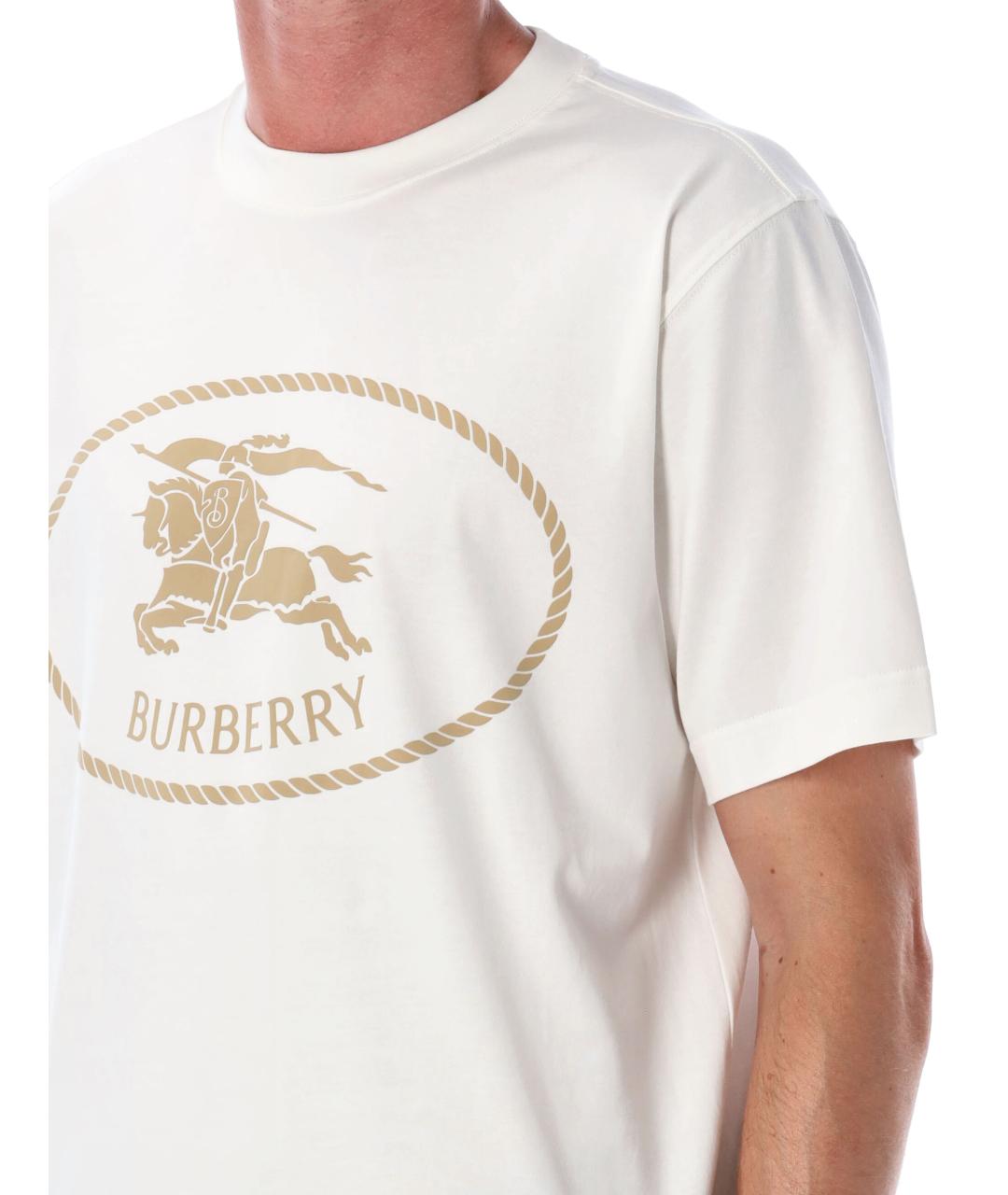 BURBERRY Белая хлопковая футболка, фото 4