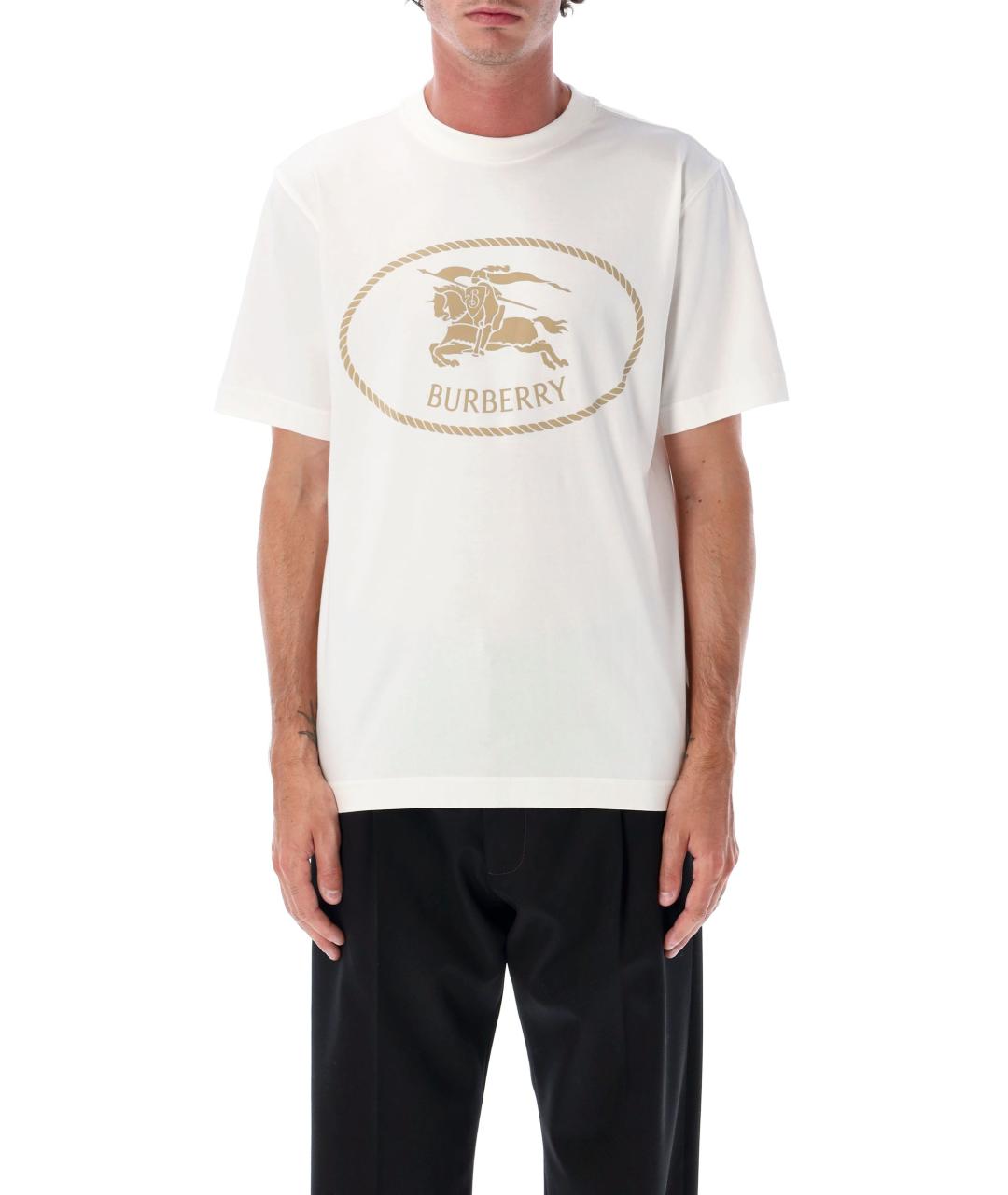 BURBERRY Белая хлопковая футболка, фото 2