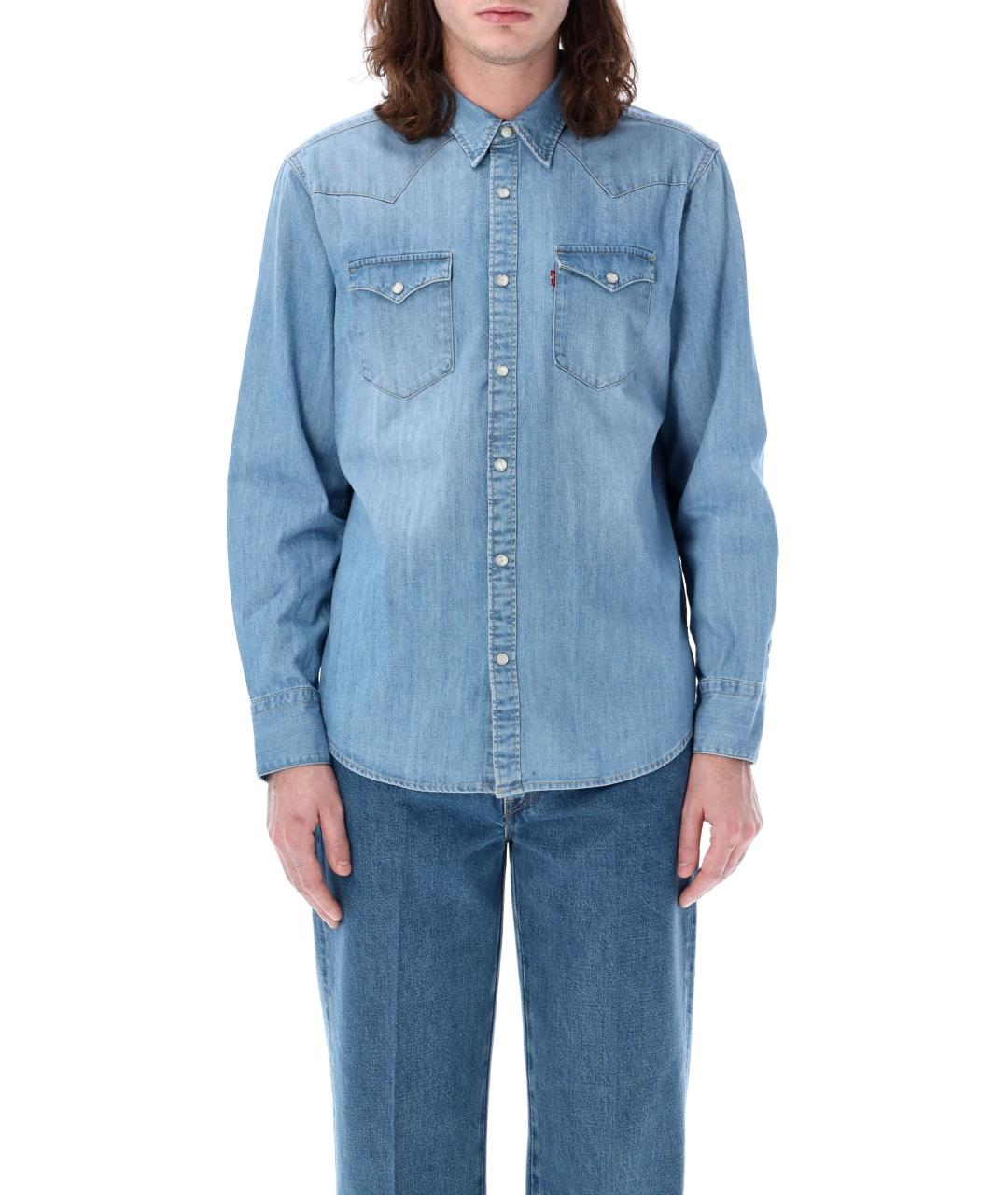 LEVI'S Голубая хлопковая кэжуал рубашка, фото 2