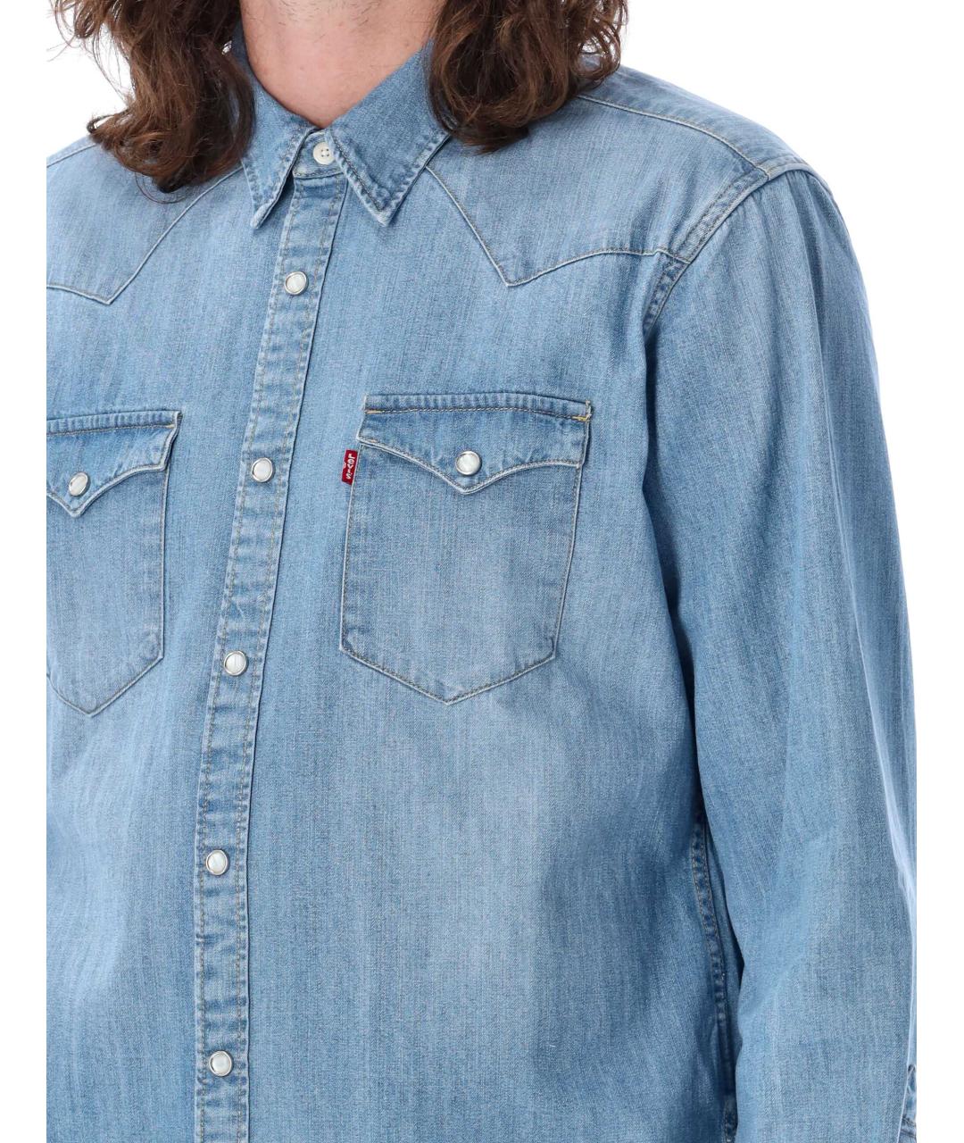 LEVI'S Голубая хлопковая кэжуал рубашка, фото 4