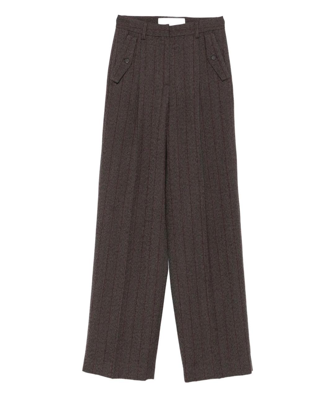 GOLDEN GOOSE DELUXE BRAND Коричневые шерстяные прямые брюки, фото 1