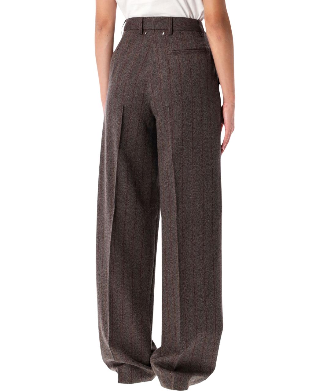 GOLDEN GOOSE DELUXE BRAND Коричневые шерстяные прямые брюки, фото 3