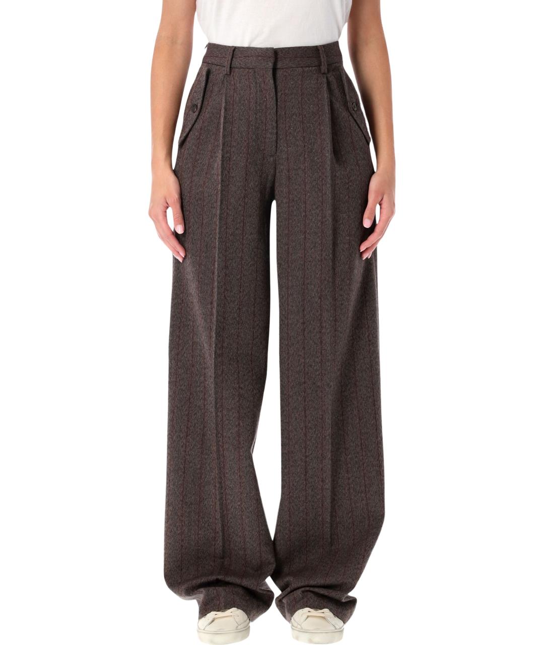 GOLDEN GOOSE DELUXE BRAND Коричневые шерстяные прямые брюки, фото 2