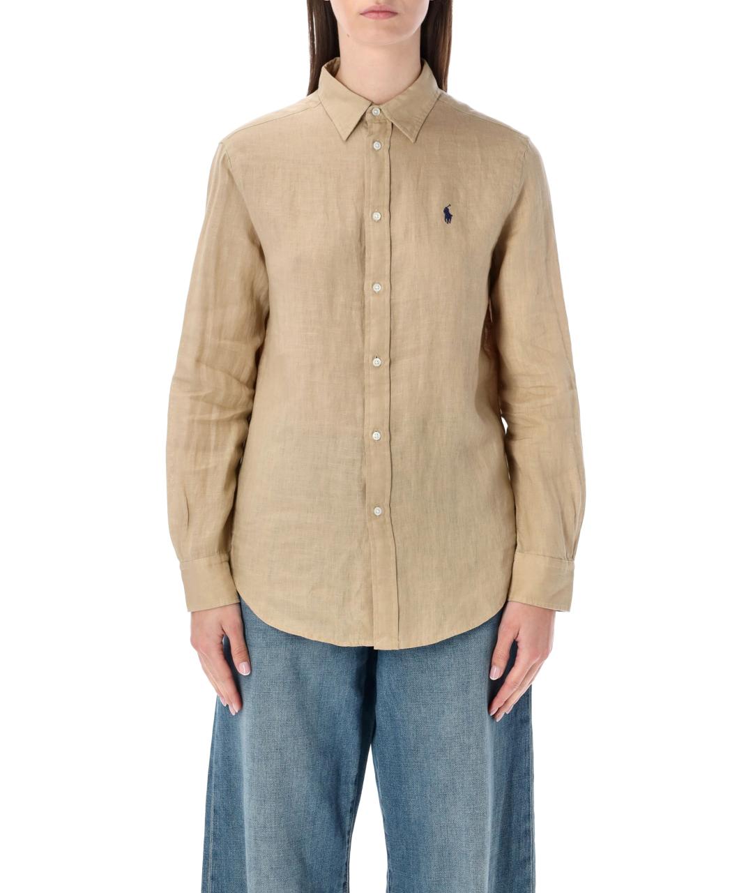 POLO RALPH LAUREN Бежевая льняная рубашка, фото 4