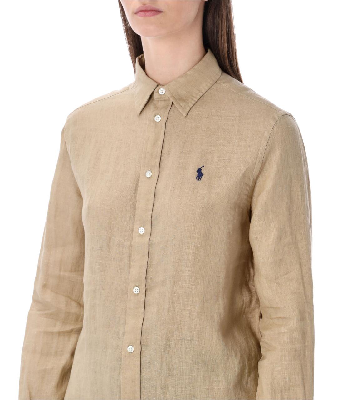 POLO RALPH LAUREN Бежевая льняная рубашка, фото 3