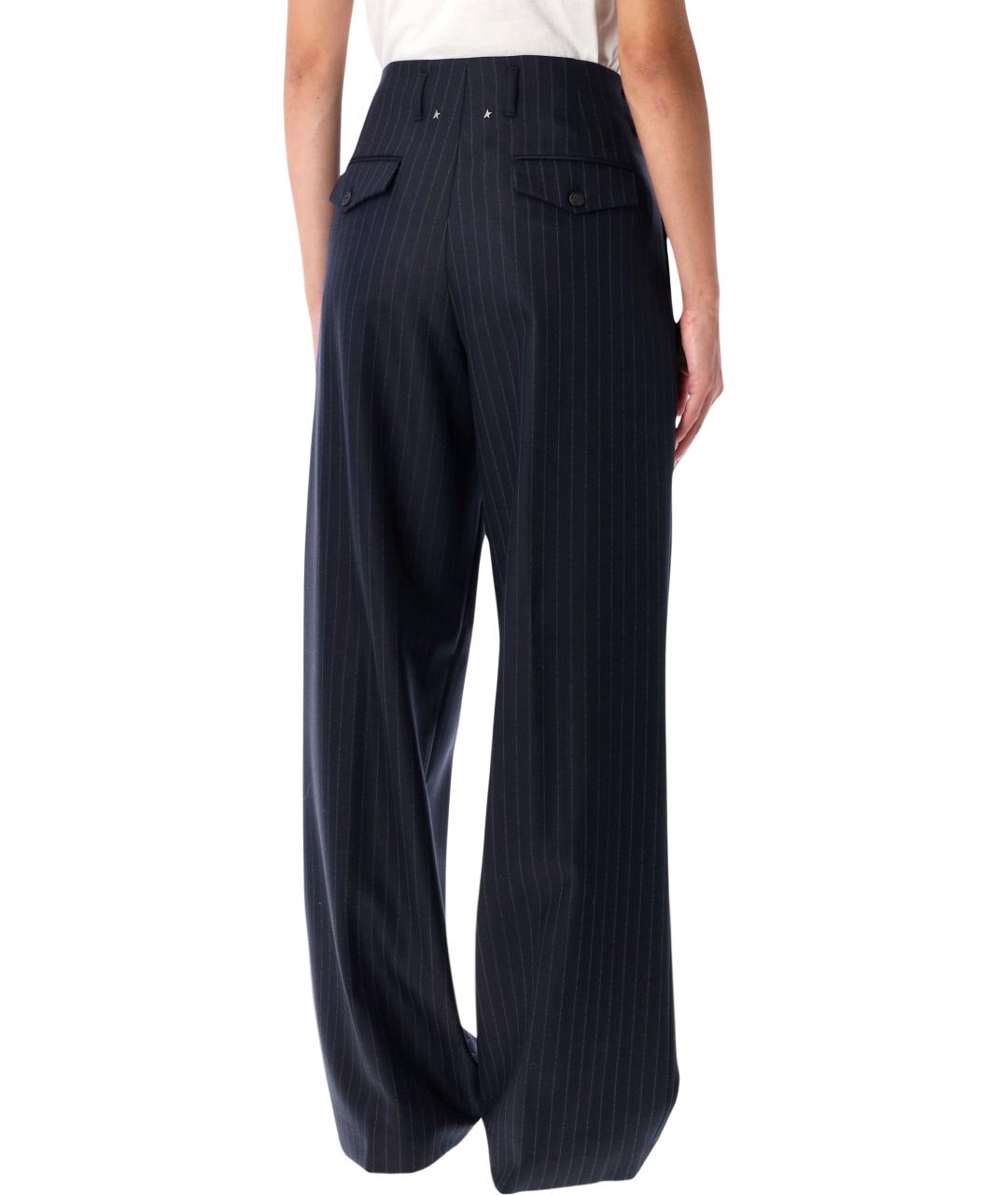 GOLDEN GOOSE DELUXE BRAND Синие шерстяные прямые брюки, фото 2