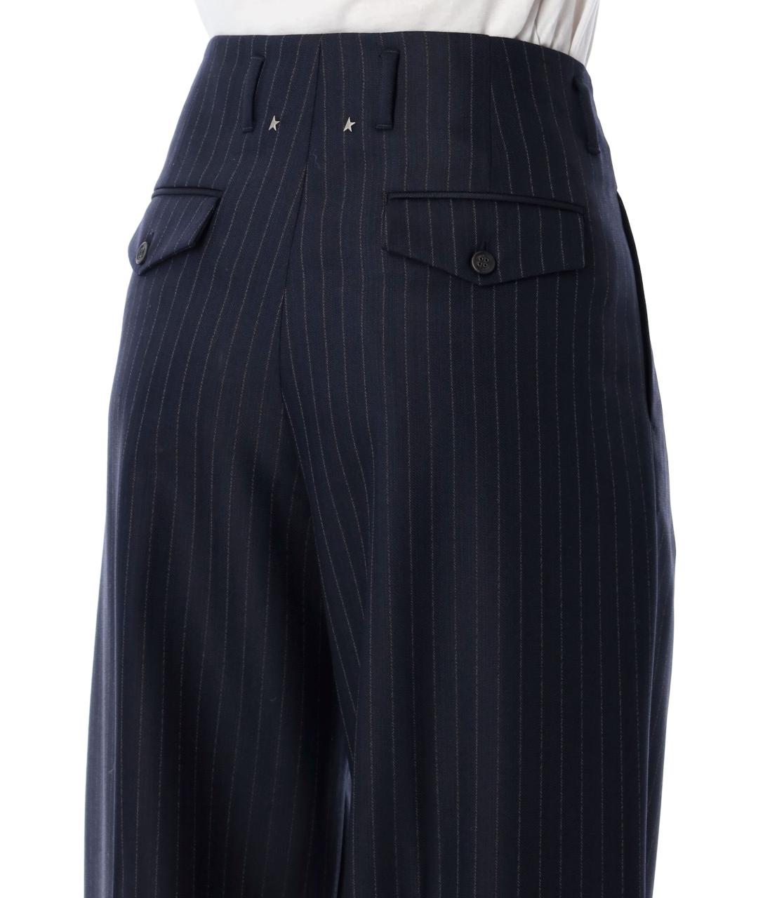 GOLDEN GOOSE DELUXE BRAND Синие шерстяные прямые брюки, фото 3