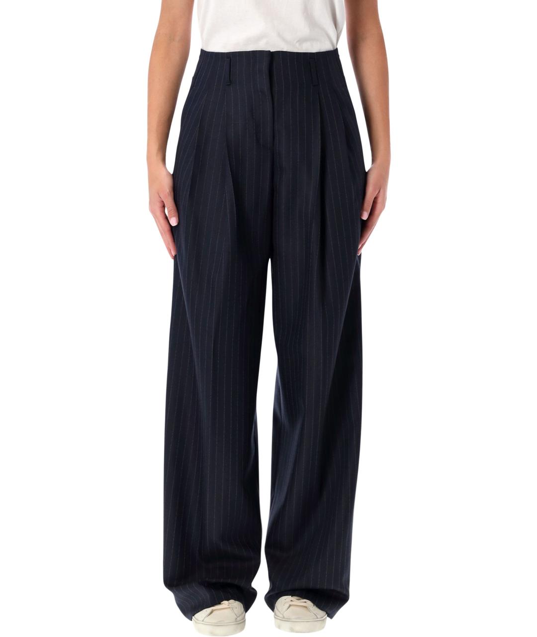 GOLDEN GOOSE DELUXE BRAND Синие шерстяные прямые брюки, фото 4