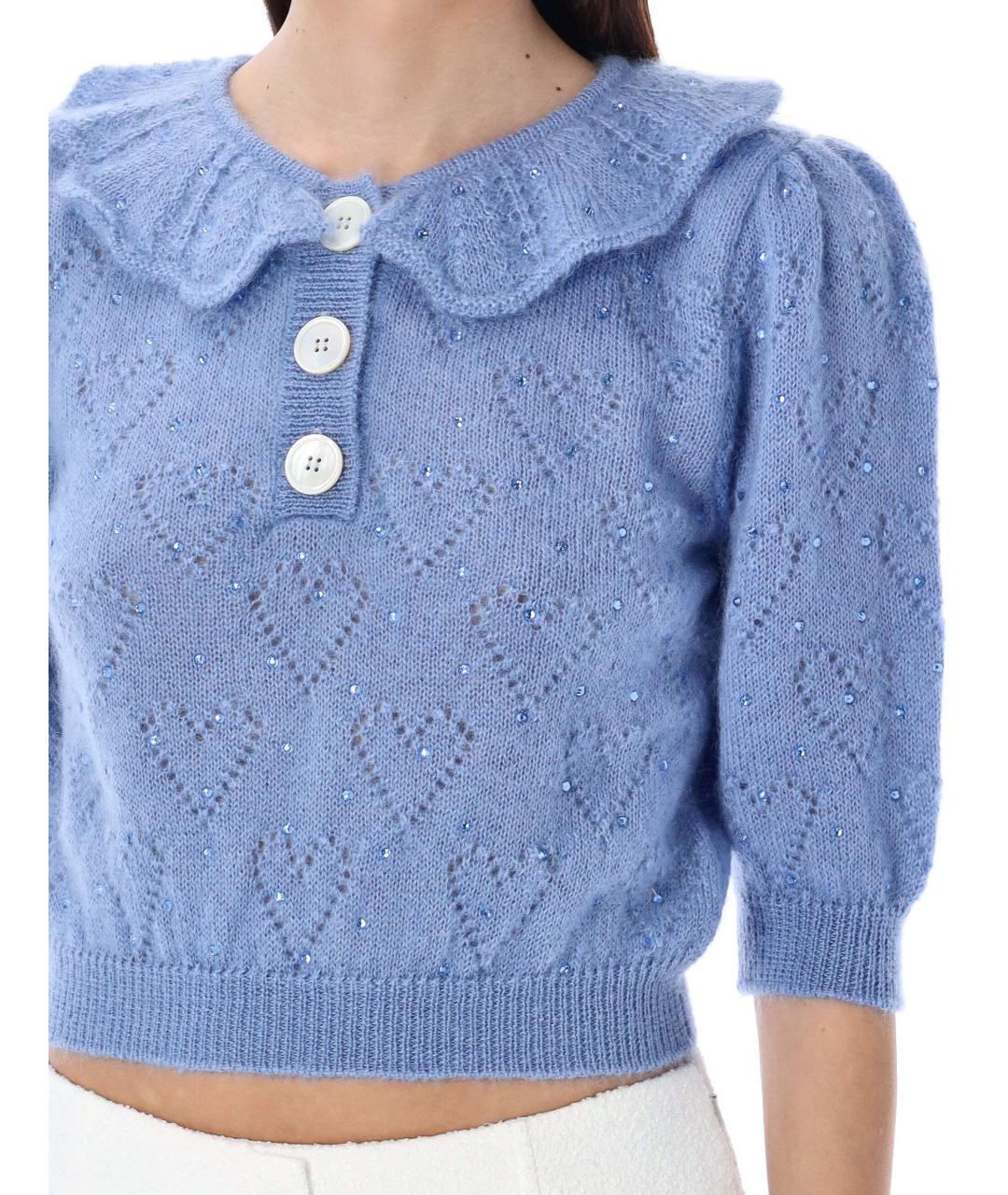 ALESSANDRA RICH Синий шерстяной джемпер / свитер, фото 4