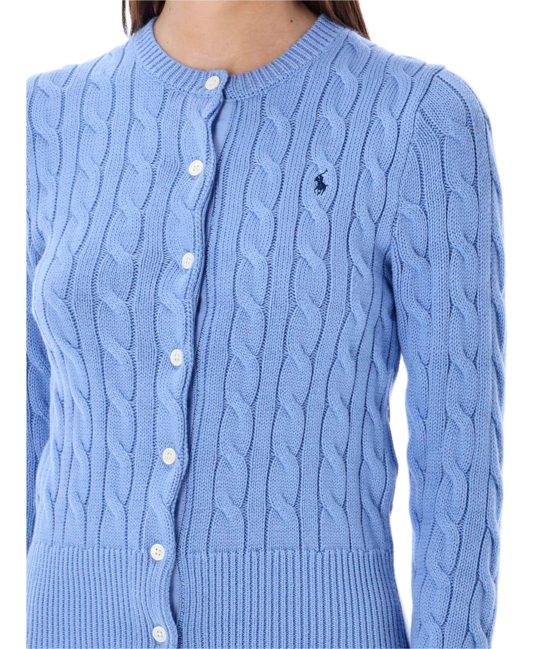 POLO RALPH LAUREN Голубой хлопковый кардиган, фото 4