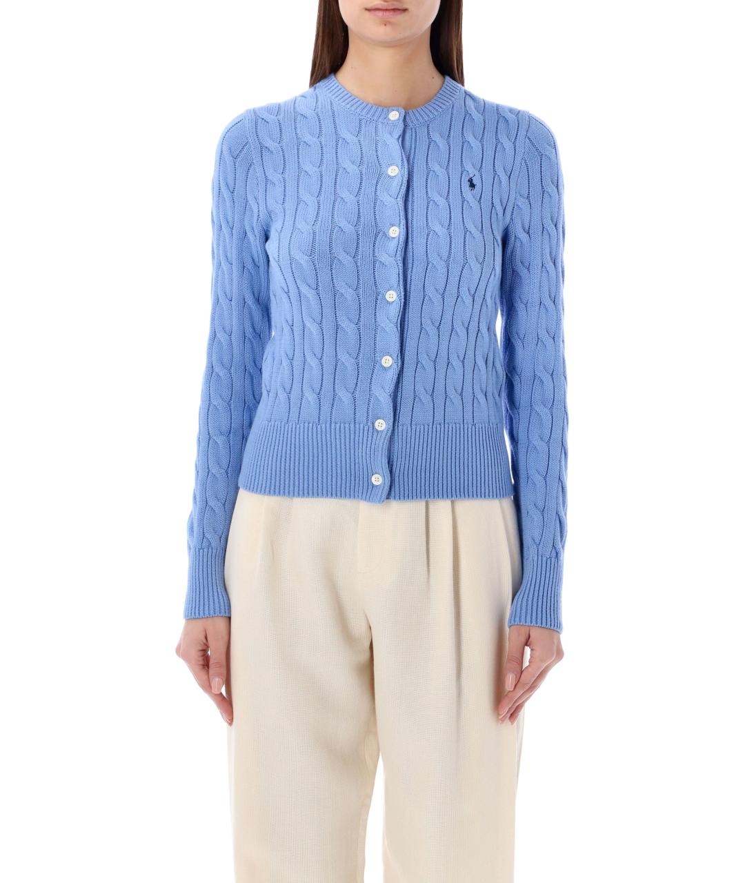 POLO RALPH LAUREN Голубой хлопковый кардиган, фото 2