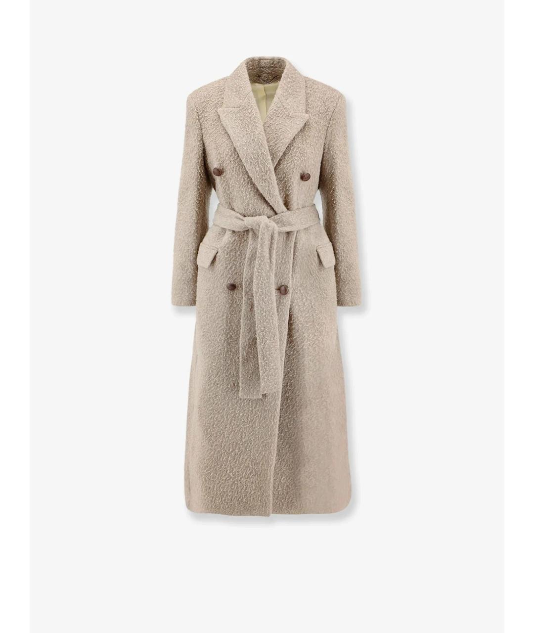 GOLDEN GOOSE DELUXE BRAND Бежевое шерстяное пальто, фото 1