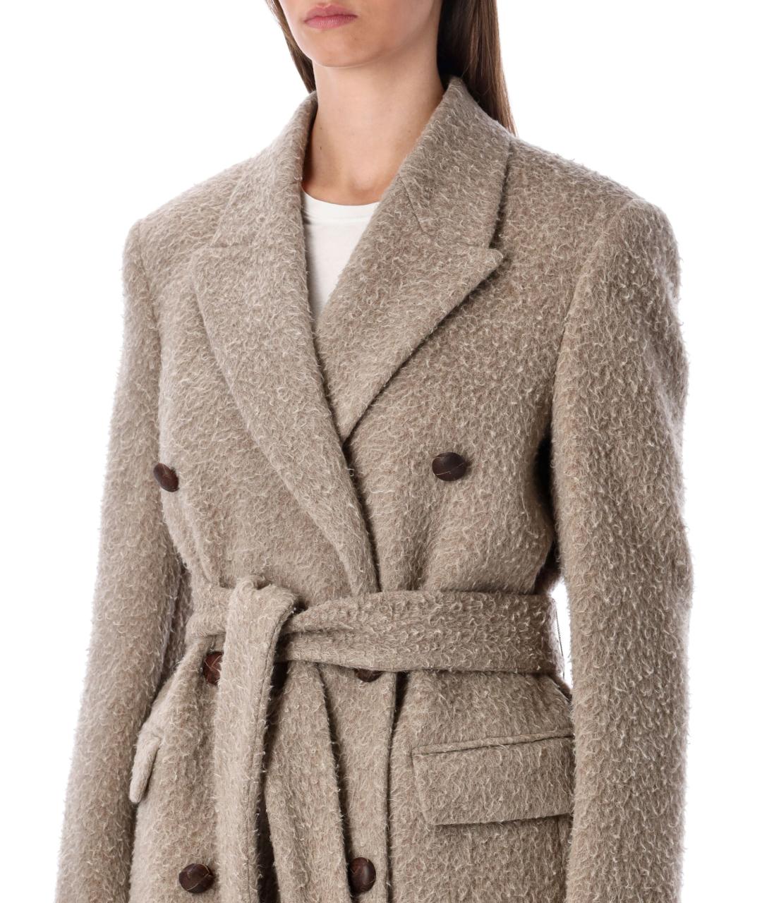 GOLDEN GOOSE DELUXE BRAND Бежевое шерстяное пальто, фото 4