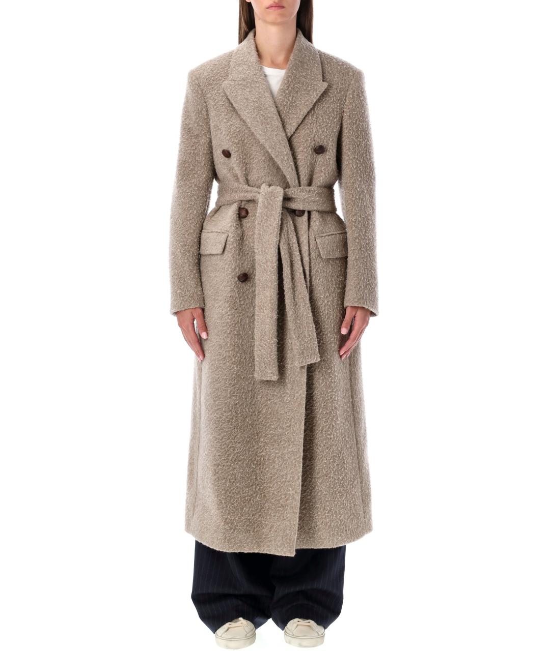 GOLDEN GOOSE DELUXE BRAND Бежевое шерстяное пальто, фото 2