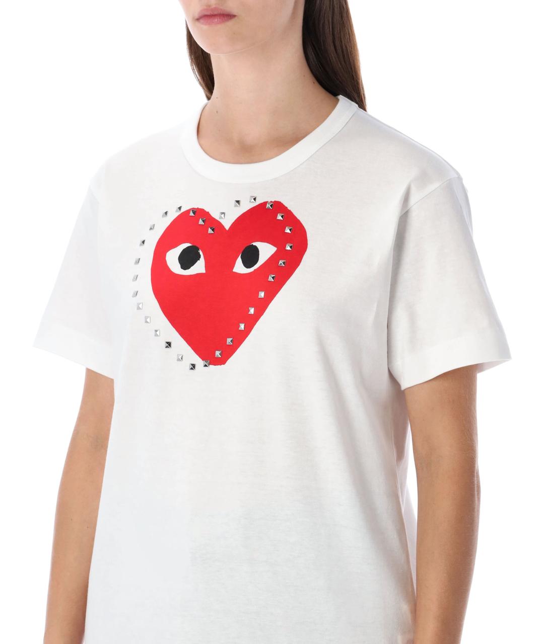 COMME DES GARÇONS PLAY Белая хлопковая футболка, фото 4